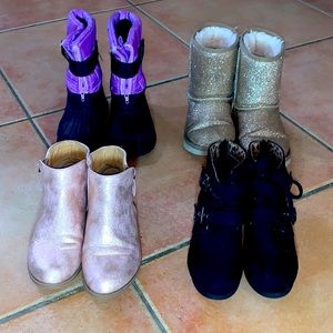 Girl Boots Bundle Lot if 4 Pairs UGG Justice Cat & Jack  Size 1 Winter Fall Snow